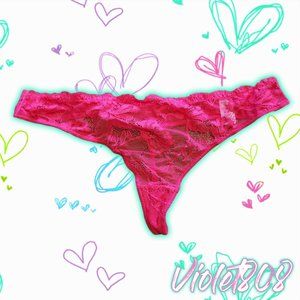 [M] La Senza Vintage Red Floral Lace Low Rise String Thong Panty